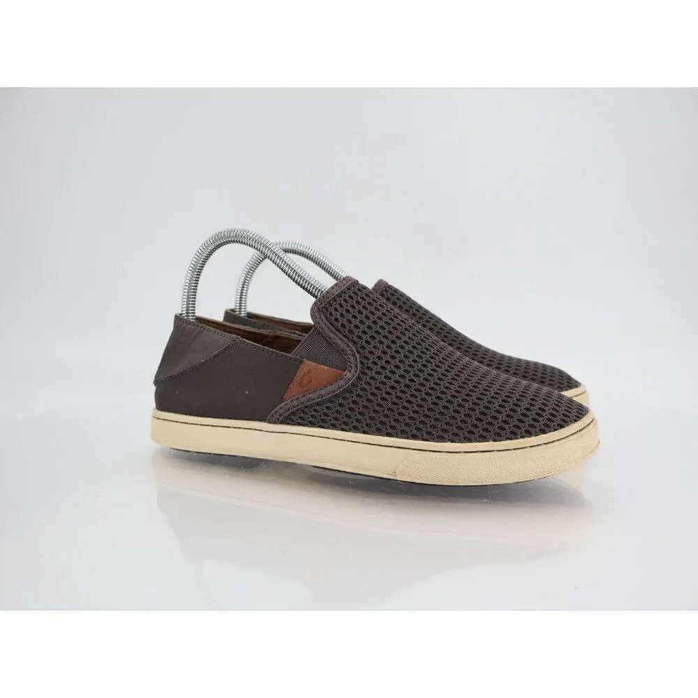 OluKai Women's Pehuea Shoe Size 7.5 Slip On Loafer Flats Gray Mesh Convertible